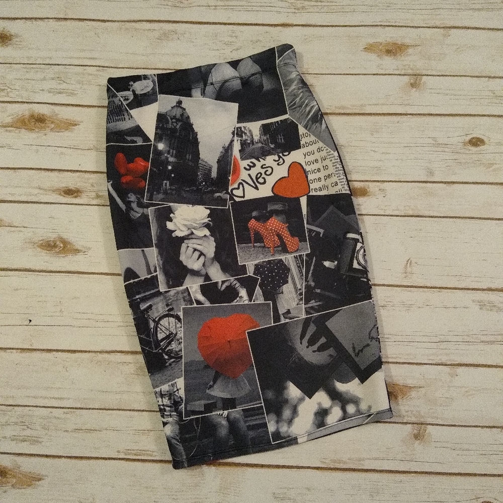 Cleo Apparel Photo Graph Pencil Skirt (Jr's) - Picture 3 of 6